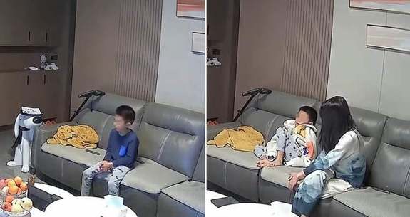 تنبیه عجیب کودک چینی به خاطر تماشای زیاد تلویزیون! + فیلم