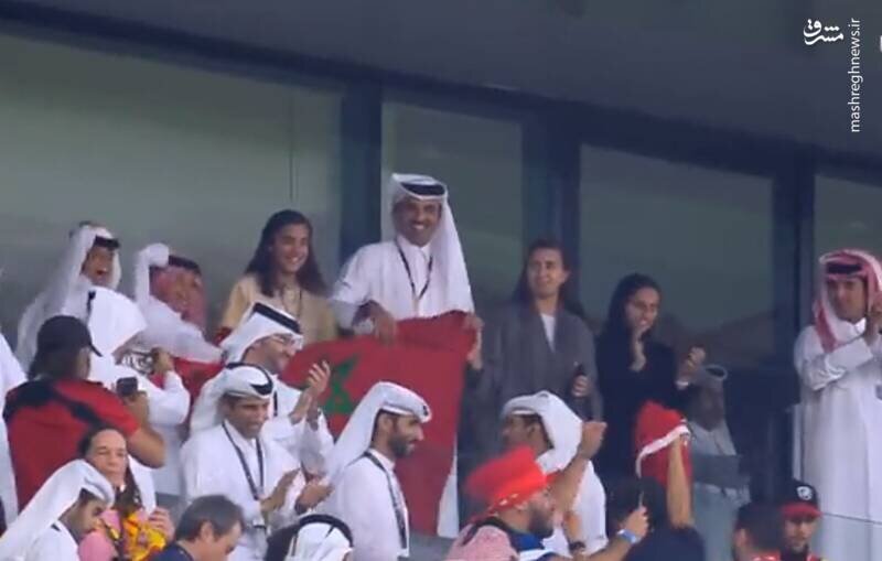 شادی عجیب امیر قطر برای صعود مراکش در جام جهانی ۲۰۲۲