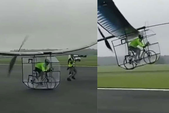 ویدئوی عجیب پرواز با دوچرخه در آسمان! + فیلم