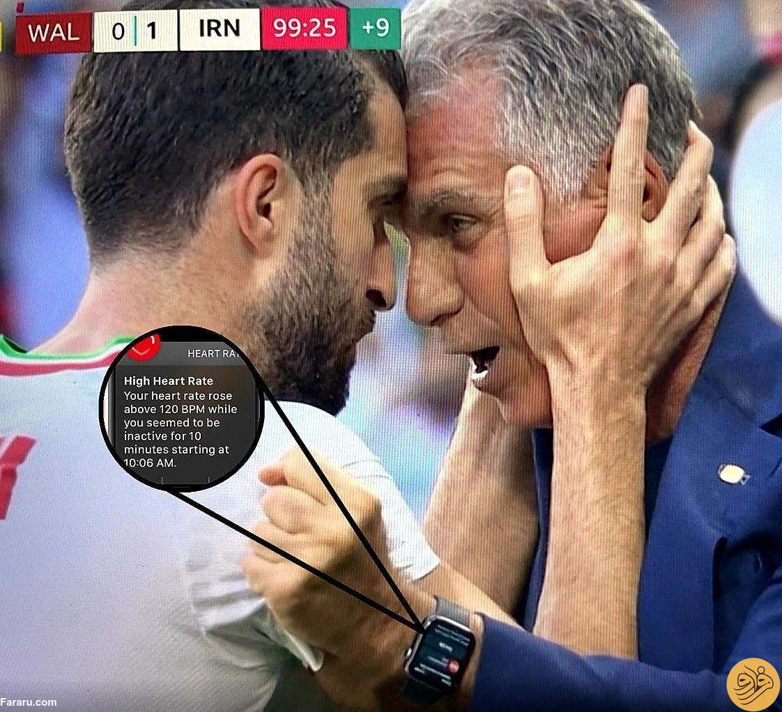 تصویری جالب از اپل واچ کارلوس کی روش در بازی ایران ولز