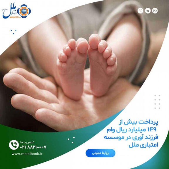 پرداخت بیش از ۱۴۹ میلیارد ریال وام فرزند آوری در موسسه اعتباری ملل