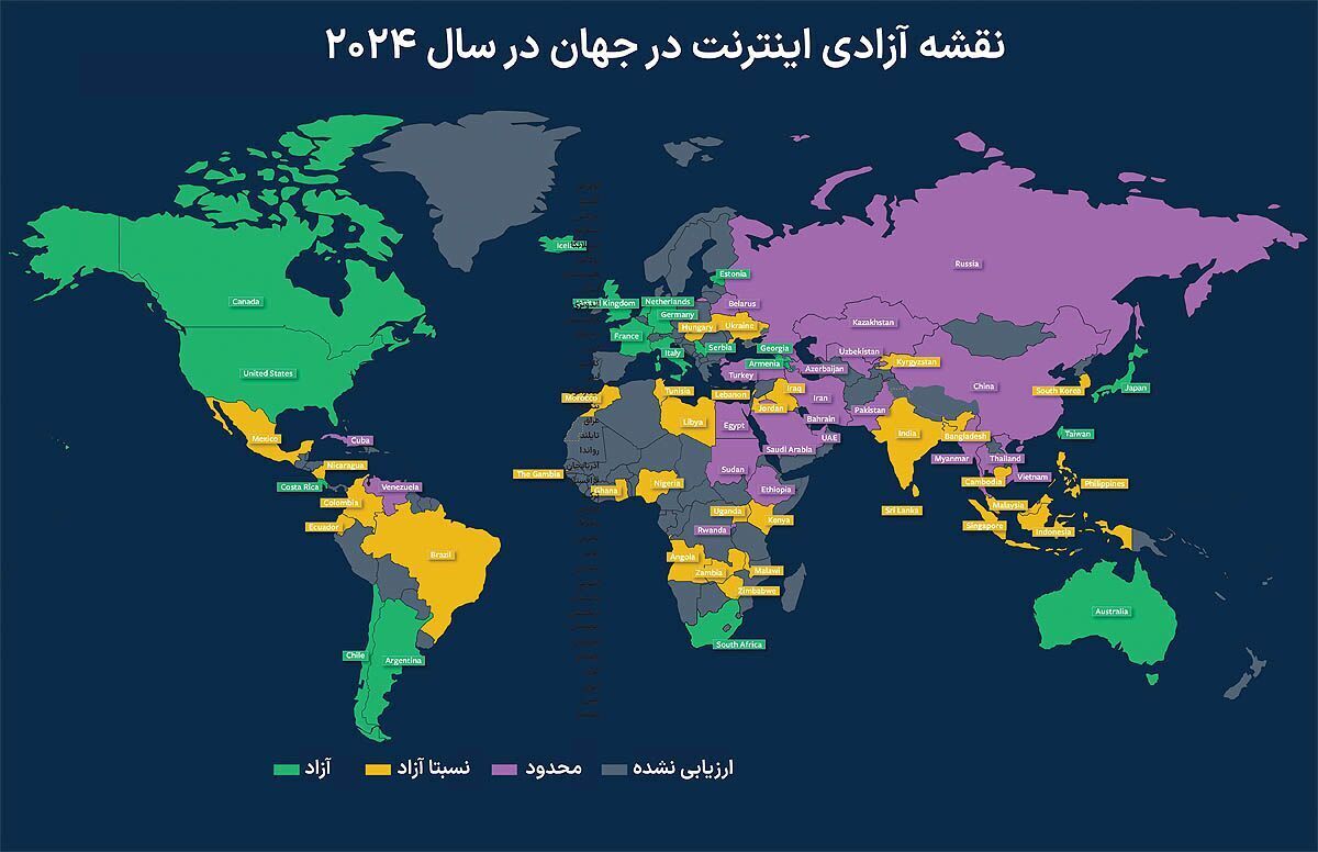 ایران سومین کشور جهان در محدودیت‌های اینترنتی شده است!