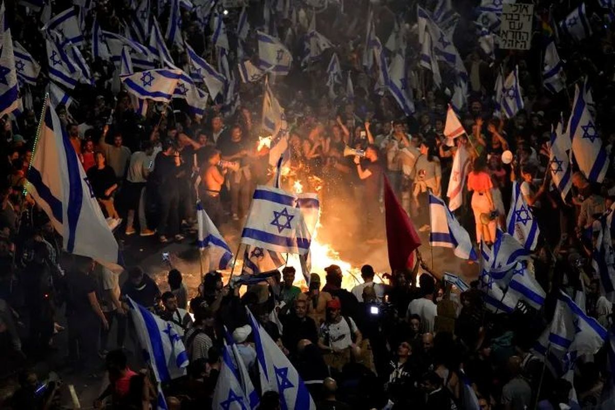 تظاهرات علیه «نتانیاهو» مقابل ساختمان وزارت جنگ اسرائیل