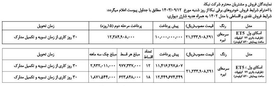 طرح فروش اقساطی اولین خودروی برقی تولید داخل