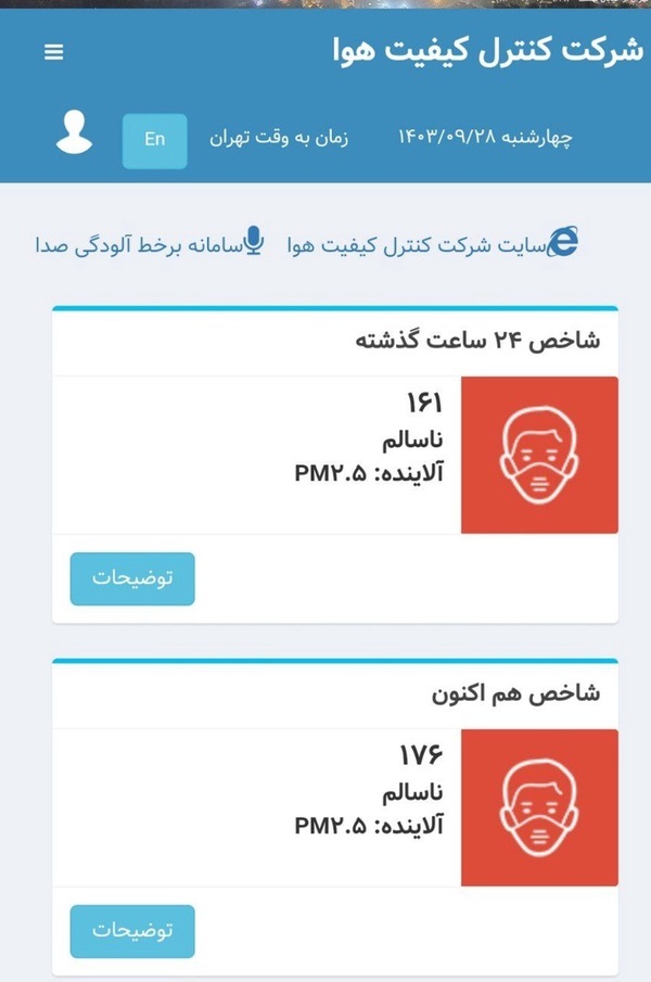 هوای تهران در وضعیت قرمز