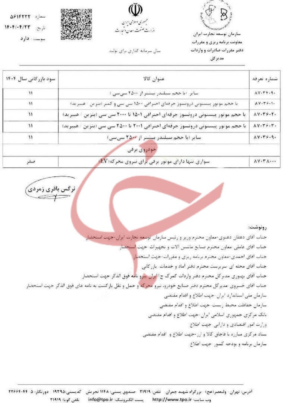 سود بازرگانی واردات خودرو اعلام شد