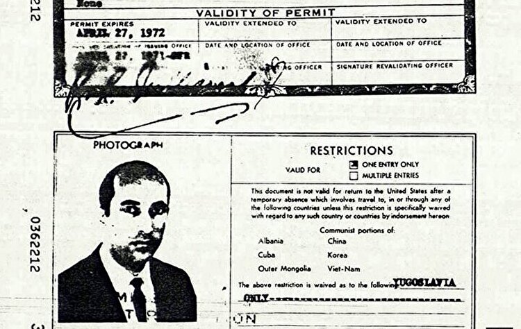 مدارک هویتی مصطفی چمران در آمریکا منتشر شد