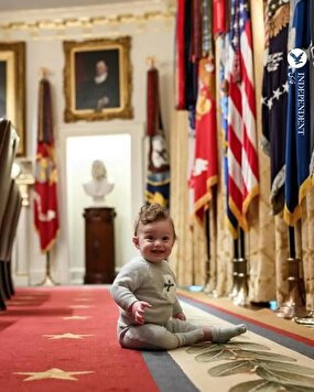 عکس/ ترامپ و نوه کوچکش در کاخ سفید