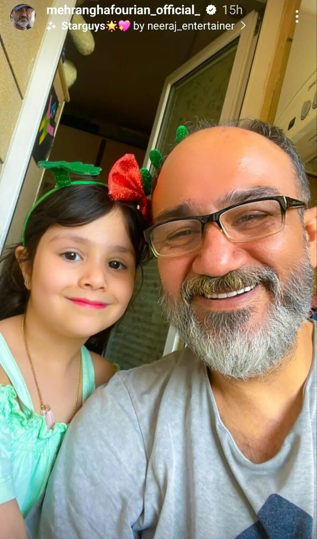استوری احساسی مهران غفوریان به همراه دخترش