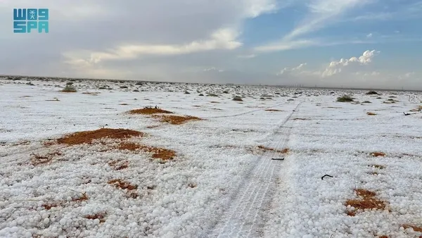 بارش تگرگ و برف در عربستان