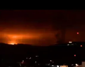 لحظه شکل گیری قارچ انفجار اتمی در جنوب لبنان
