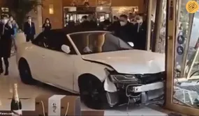 حمله مرد عصبانی با خودرو به یک هتل