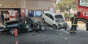 فیلم عجبب‌ترین تصادف در پمپ بنزین کاشان نطنز، پژو پودر شد!